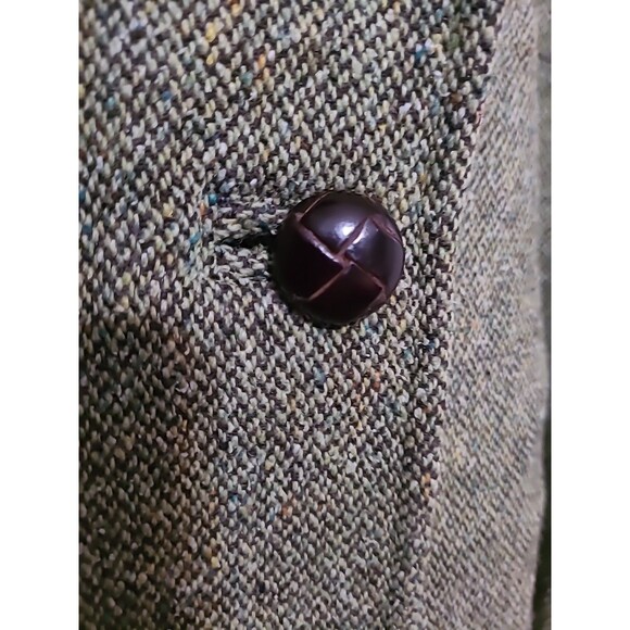 LL Bean Peacoat Womens Large Green Wool Silk Belt Vintage Fall Winter Classic - Picture 5 of 10